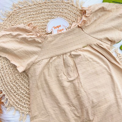 Vestido com Pontilhos e Laço - Areia
